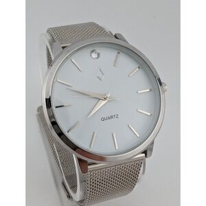 NIC and SYD Swarovski Crystal Watch‎ Men 40mm Case Mesh Metal Band- New Battery